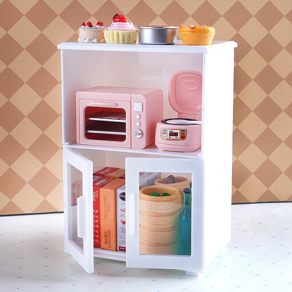 Juego de cocina pequeño DIY, 1/12 cabinas, casa de muñecas, mesa de comedor en miniatura, horno para hornear, accesorios, modelo, juguetes para jugar a las casitas