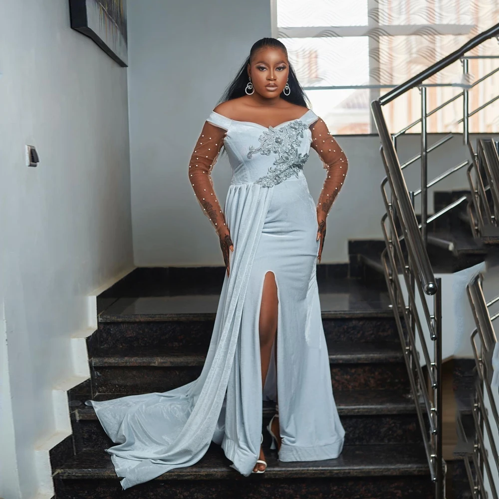 

Africa Wedding Dress 2025 Lace Appliques Mermaid Beaded Off Shoulder Lace Up Plus Size Wedding Dresses For Bride Customized