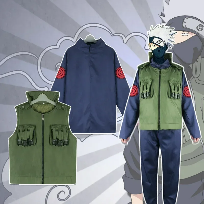 Anime Hatake Sixth Hokage Cosplay Costume Ninja Uniform Suit Man Vest Top Pants Suit Halloween Costume