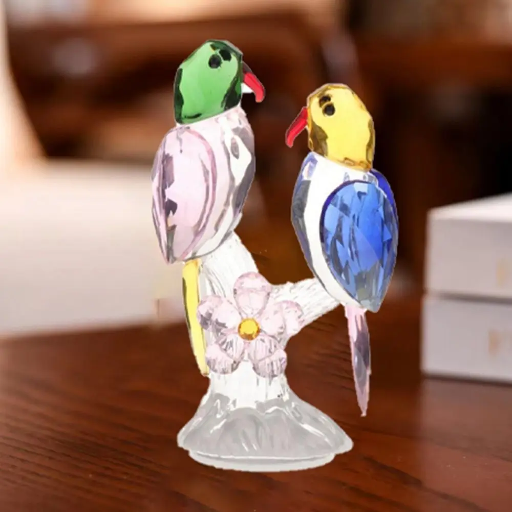 Modern Cartoon Crystal Magpie Sculpture Realistic Delicate Parrot Statue Vivid Desktop Bird Ornaments Living Room