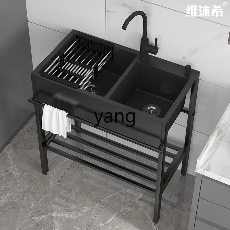 L'm'm stainless steel bracket kitchen sink double sink integrated vegetable basin large single slot balcony