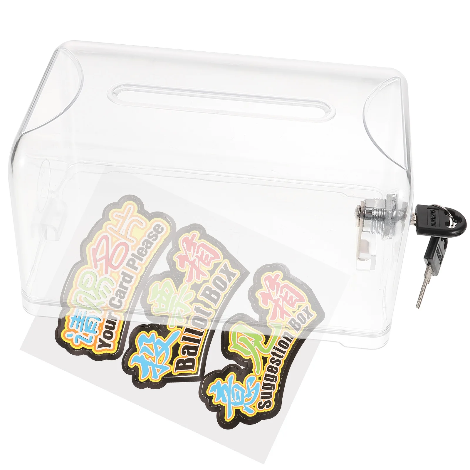 Acrylic Clear Suggestion Donation Box Lock Fundraising Voting Ballot Storage Safe Money Votes Letters Office Use