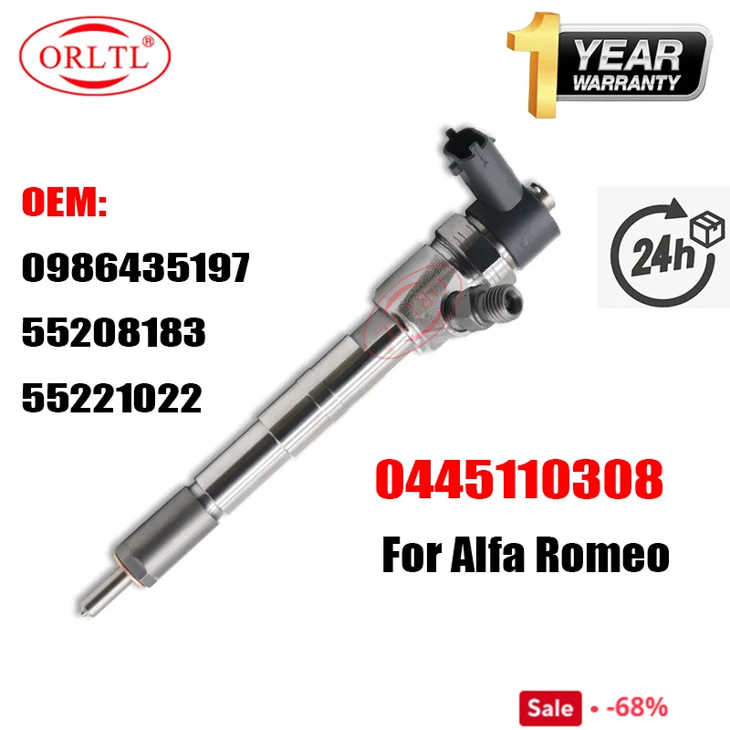 0445110308 OEM: 55208183 55221022 Common Rail Diesel Fuel Injector 0986435197 Sprayer Nozzle 0 445 110 308 for Bosch Alfa Romeo