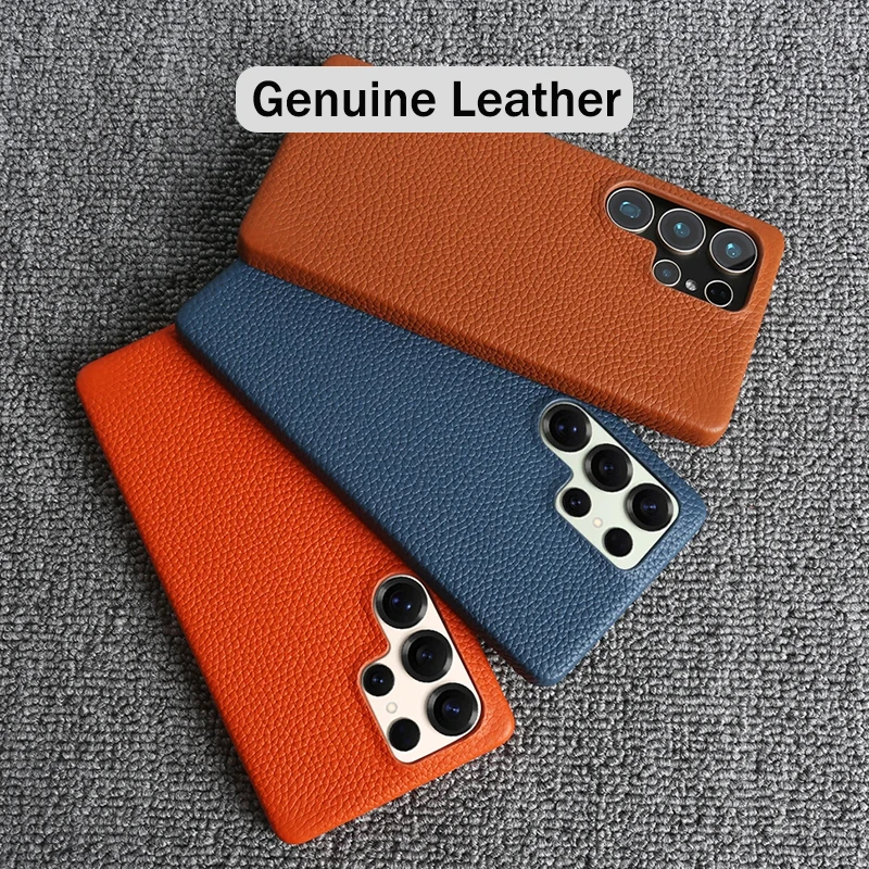 

Luxury Genuine Leather Case For Samsung Galaxy S26 Ultra S25 S24 S23 S22 S21 FE Note 20 Ultra Shockproof Phone Back Cover Fundas