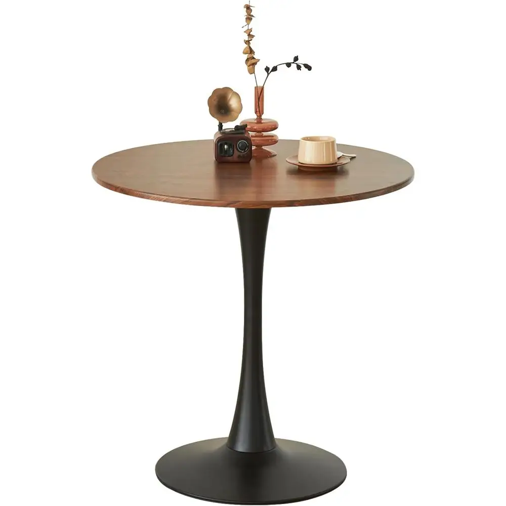 

Round Dining Tulip Table or 2, -Century ern Table with Sturdy Metal Pedestal or Kitchen, Bistro, Cae, Leisure (aux Walnut, 24 IN