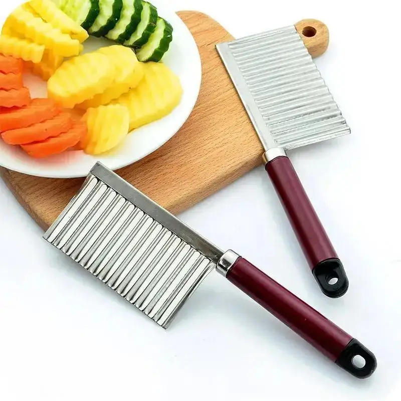 New Stainless Steel Wavy Crinkle Slicer Knife New Potato Chip Cutter For Dough Vegetable Fruit Household Kitchen Chopper Tool