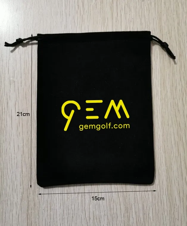 

3000Pcs Customised Logo & Size 15x21cm Black Double Side Velvet Bags Printed With Yellow Logo Express Shipping