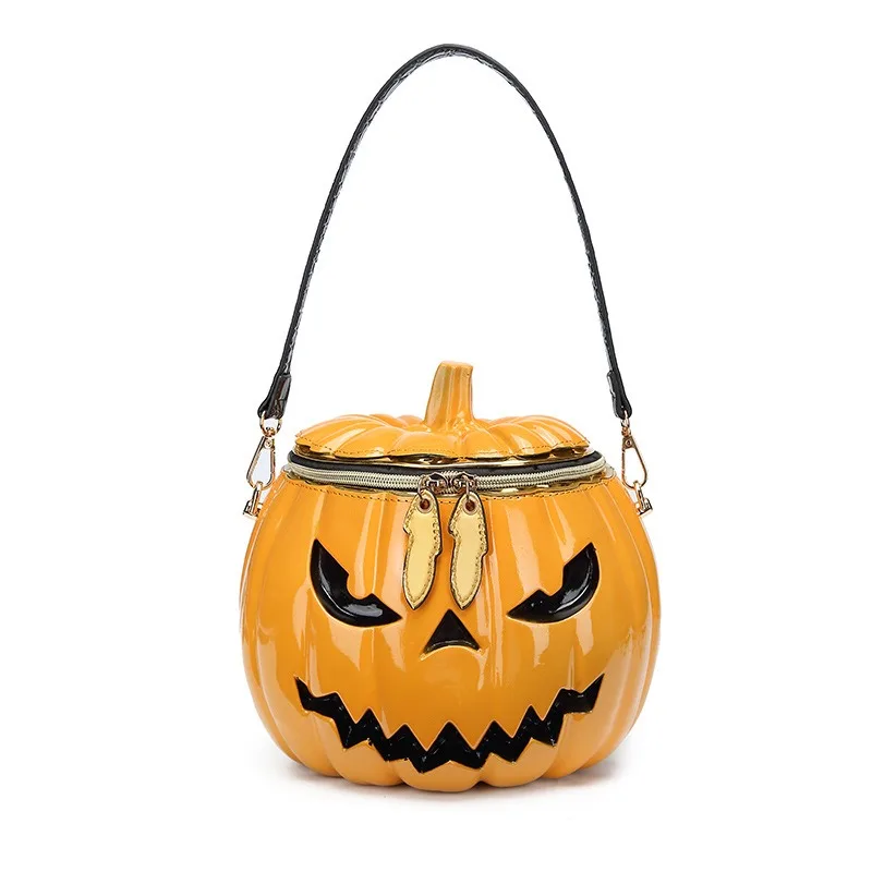 

Nesitu Pumpkin Halloween PU Leather Small Women's Handbag Phone Purse Fashion Retro Shoulder Messenger Bag Crossbody M2408
