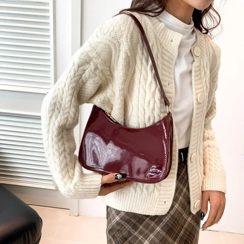 High Quality Zipper PU Solid Color Shoulder Bags 2024 Sewing Thread Youth High Capacity Hobos Fashion High Quality Hot Sale