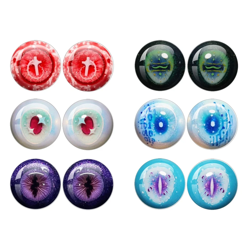 12PCS 10mm/12mm/14mm/16mm/18mm Glass Eyes Cabochons Round Dome Blythe Eyes Dolls Accessories Eye Chips Toys Jewelry Accessory  ﻿