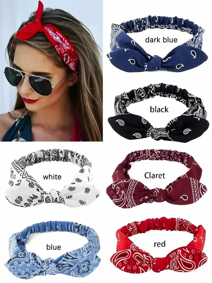 

V-Shape Printed Boho Woven Fabric Bow Headband For Women Casual Hair Accessory