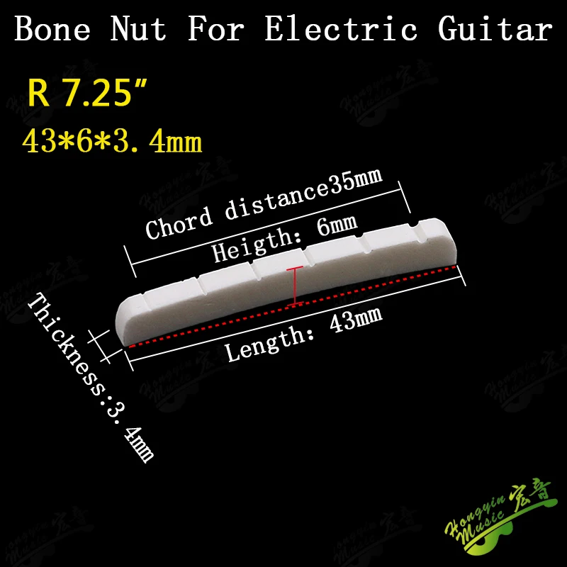 Echter geschlitzter Knochensattel für E-Gitarre, oberes Saitenkissen (unterer flacher Sattel 42/43*3,4*6) HUATOOL – Detail 17