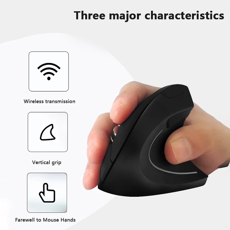 1Set Vertical Mouse Ergonomic 2.4GHz Wireless Optical Mice 3 Adjustable 6 Buttons For Laptop PC Computer Desktop‘