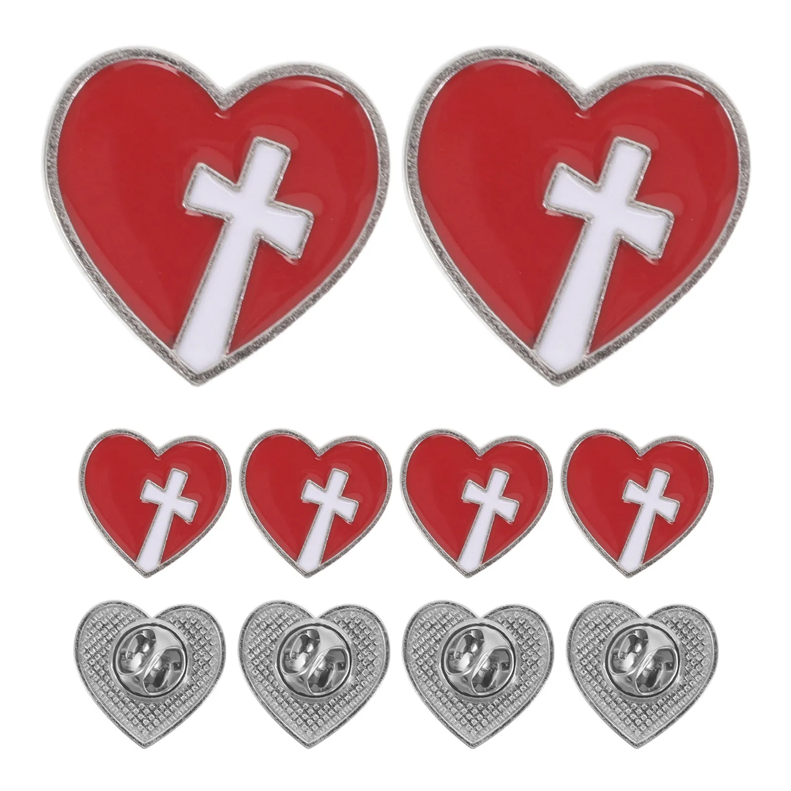 10Pcs Nurse Heart Badge Lapel Pin Lightweight Staff Badge for Doctors Nurses Volunteers Healthcare Worker