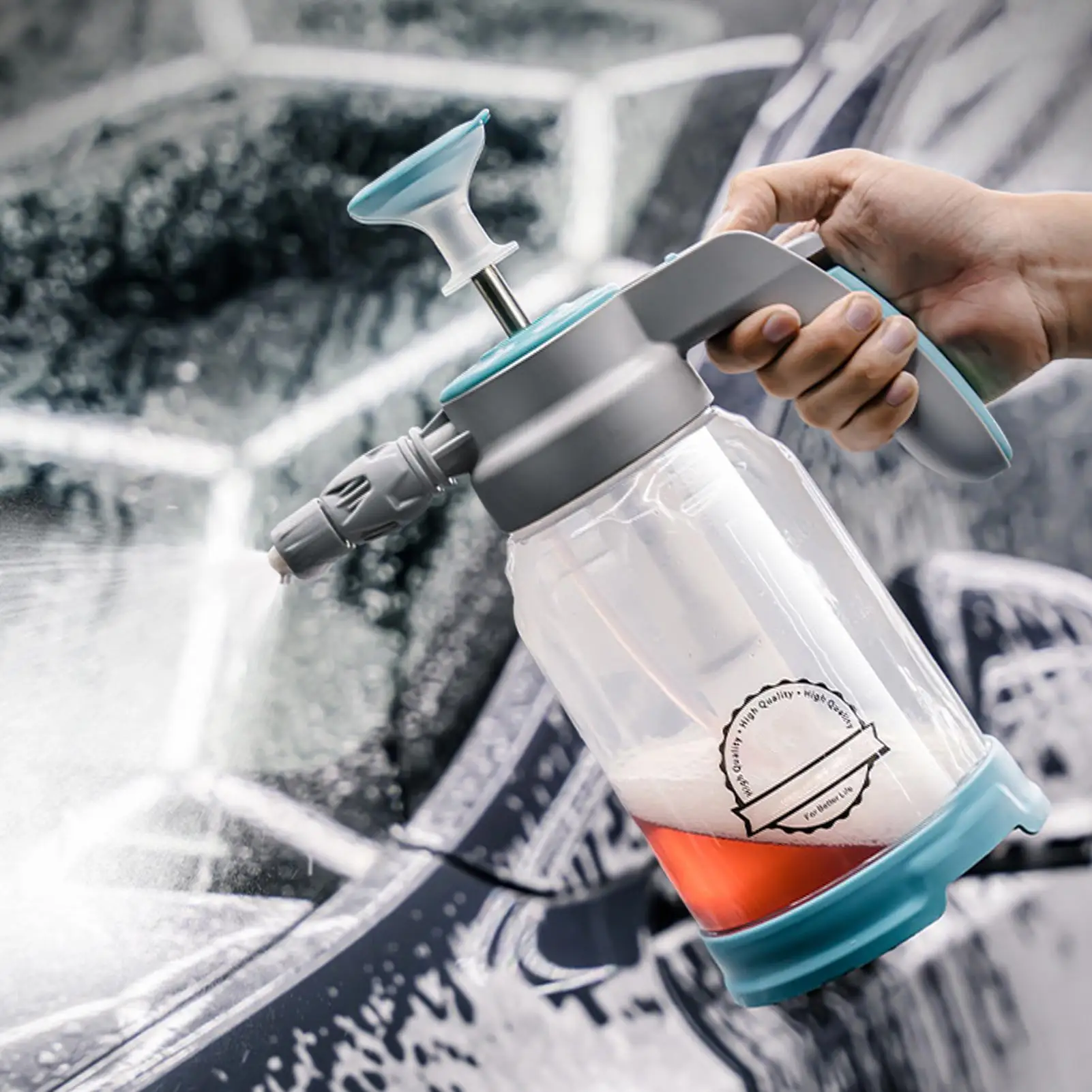 Car Soap Foam Sprayer 2L Portable Cordless Manual Car Washing Foamer Cleaning Tools For Auto RV SUV Truck Exterior Detailing