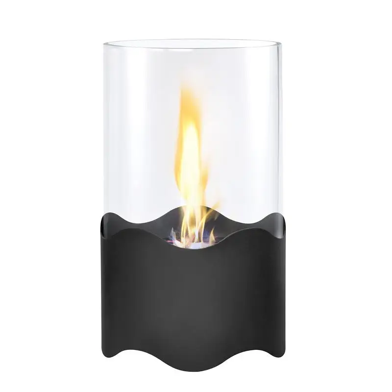 

Portable Bio Ethanol Tabletop Fireplace, Wave-Shaped Indoor Outdoor Fire Pit, Black Bioethanol Burner Heater