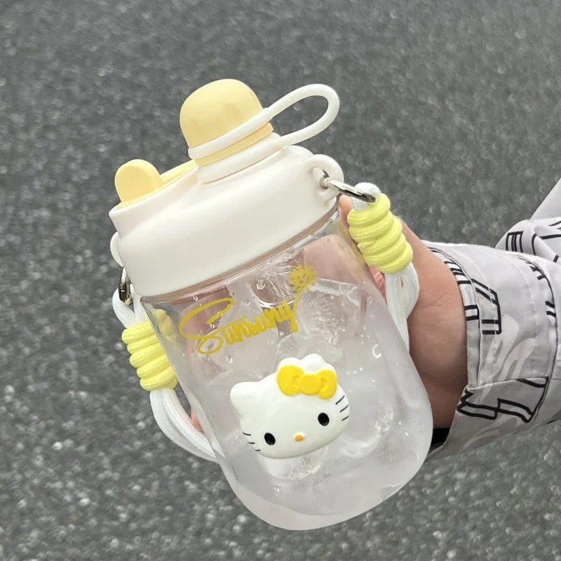 

500ML Sanrio Hello Kitty Pochacco Transparent Straw Cup Anime Cartoon Kuromi Cinnamoroll For Kid Kawaii Bottle Water Cup Gifts