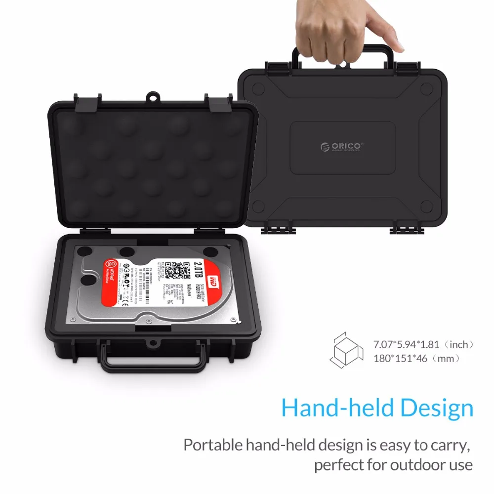 ORICO 3.5 Inch HDD Protection Box Hard Disk Hard Drive Case Box with Water-proof Shock-proof Dust-proof Safety Lock Snap Design