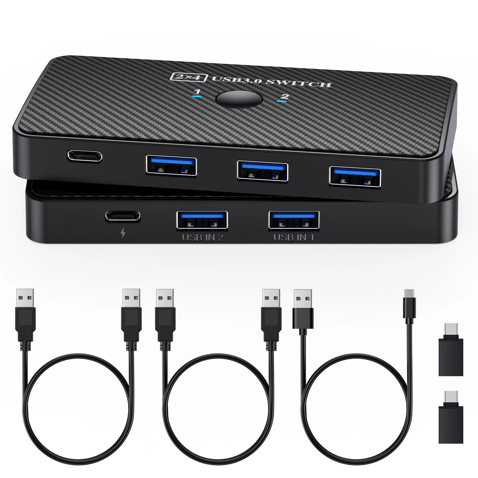 

Адаптер KVM-переключателя USB3.0 Переключатель USB 3.0 2 входа 4 выхода USB-переключатель KVM-переключатель Принтер Sharer для клавиатуры компьютера