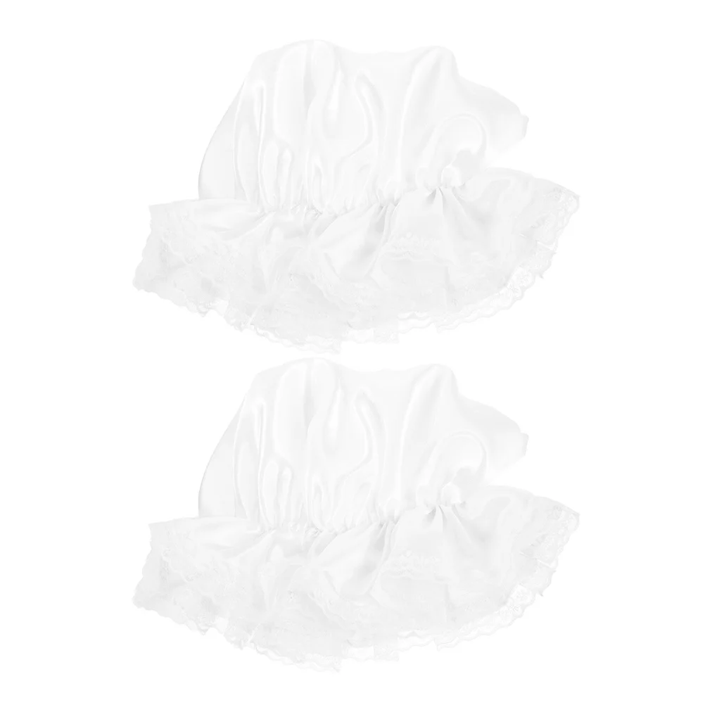 Bonnet de demoiselle d'honneur en dentelle blanche, 2 pièces, chapeau de fête, accessoires de Cosplay, couvre-chef élégant pour femmes, robe fantaisie, casquette de jeu de rôle pour fête de thé