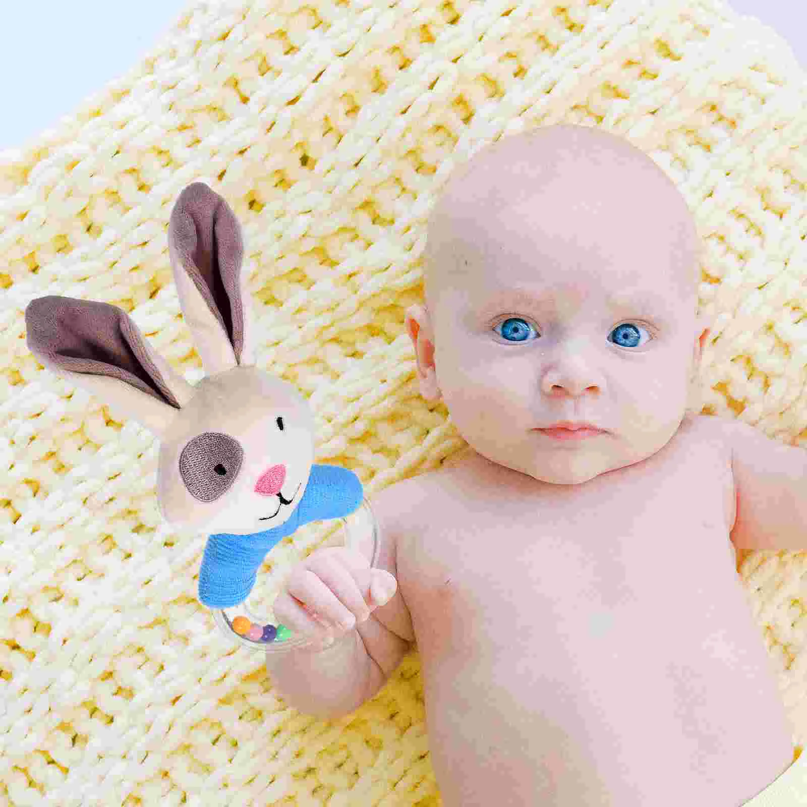 Peuterspeelgoed Bunny Knuffeldier Pluche Handbel Silicagel Schattig