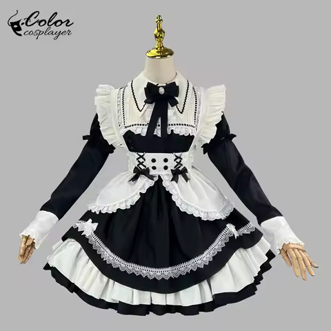 Color Cosplayer Anime Maid Dress Medieval Vintage Lolita Servant Cosplay Costume Detachable Sleeves Dress Carnival Party Wear