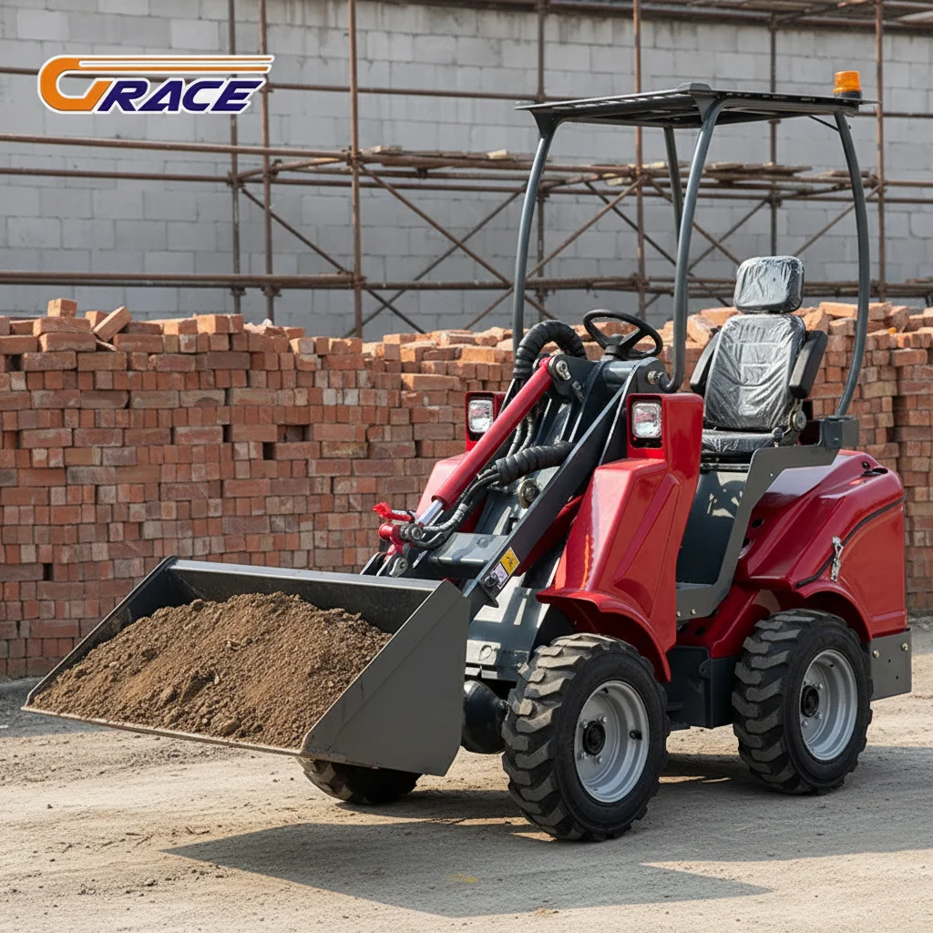 

1 Ton Hydraulic Mini Wheel Loader Diesel Powered Loader for Garden & Construction