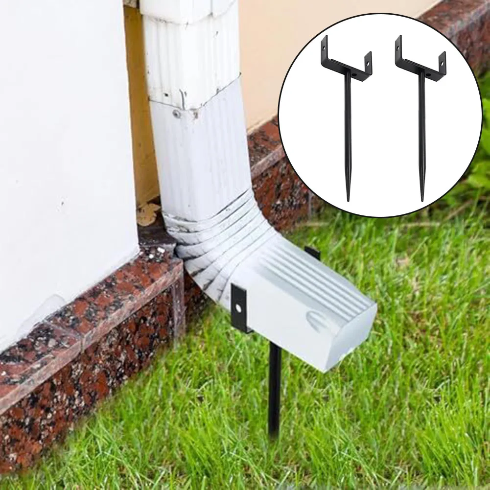 2 Pack Galvanized Iron Rainwater Downspout Bracket Adjustable Support Frame For 2 To 4 Inch Drain Pipe Gutter System Black