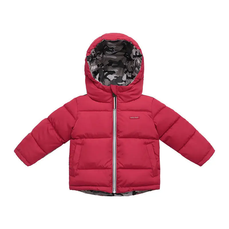 Children\'s Winter Camouflage Down Cotton Jacket For Boys 2-10 Aged Girl\'s Fashion Double-sided Padded Coat Kids Hooded Outerwear