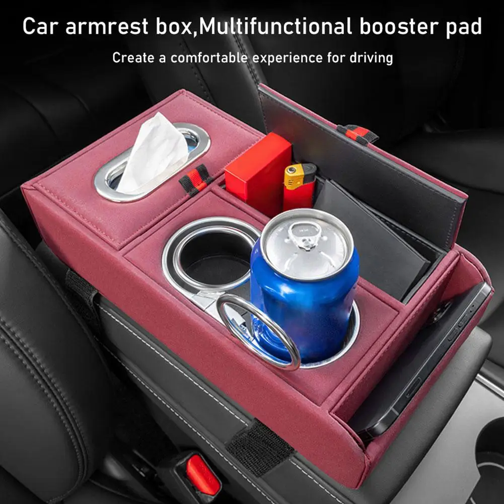 

Universal Car Armrest Storage Box Center Console Organizer Fadeless Armrest Box Waterproof Pad Heightening H0H1