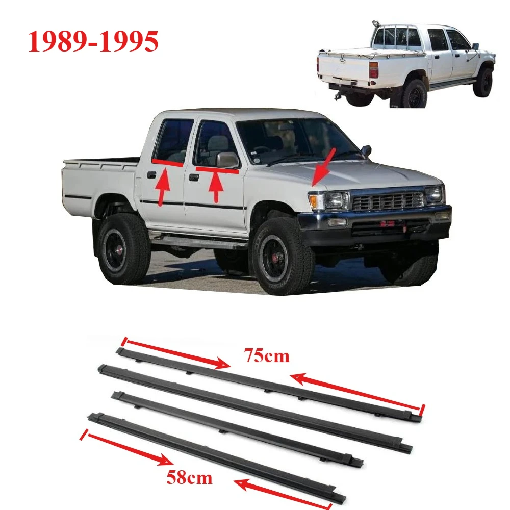 

4 Pieces 68210-89106 Outside Window Rubber for Toyota Hilux 1989-1995 Weatherstrip Protect Glass Seal for LN85 LN90 Pickup