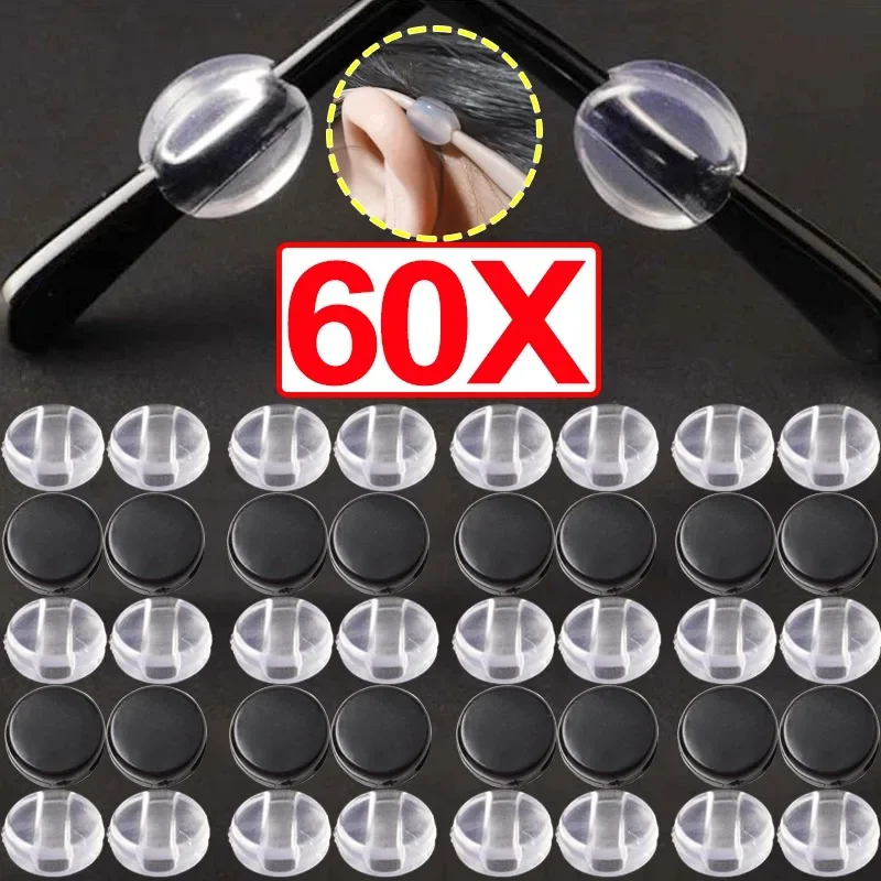 1/30Pairs Mini Transparent Round Ear Hook Eyeglasses Clear Silicone Glasses Anti Slip Grip Temple Tip Holder Eyewear Accessories