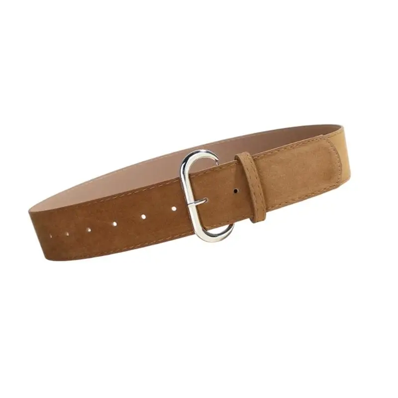 652F Luxurious Suedes Waist Cincher Belt Adjustable Wide Strap For Women Men Comfortable PU Leather Fashion Accessory