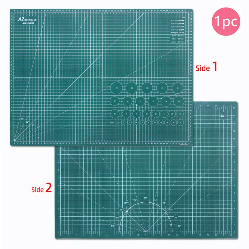 Tapis de coupe auto-guérison A2 23,6 x 17,7 pouces, tapis artisanal polyvalent pour bricolage/bureau/école/couplage, surface de travail quadrillée antidérapante
