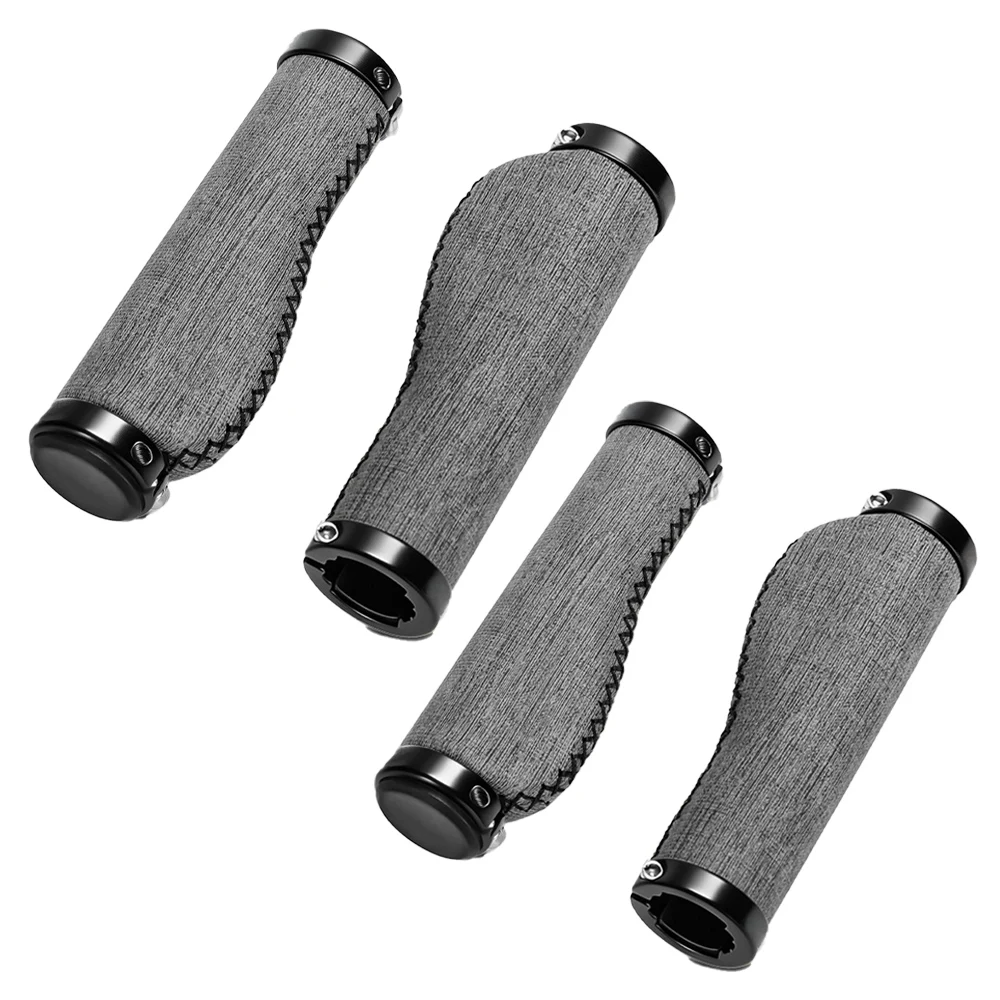 PU Leather Ergonomic Handlebar Grips Designed for Mountain Bikes with Non-Slip Texture and Aluminum Lock Rings for 22.2mm Bars