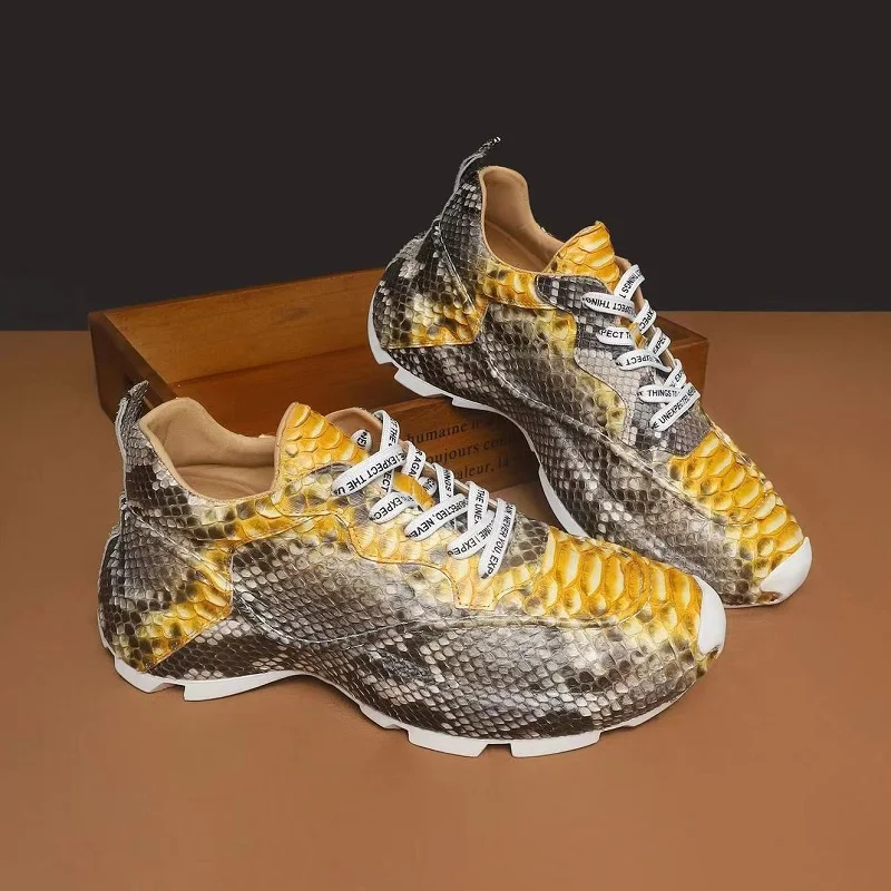 2025 new arrival Fashion Snake skin causal shoes men,male Genuine leather sneakers pdd488
