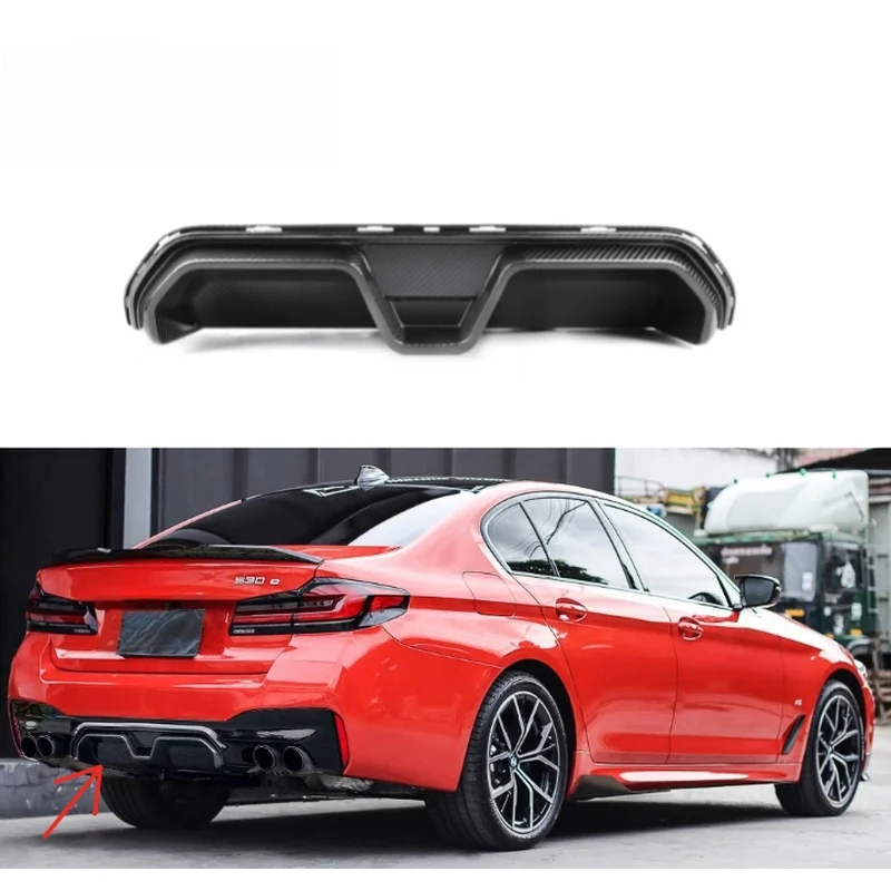 Hot Selling CS Style Carbon Fiber Rear Bumper Lip Fins Spoiler Winglet Splitter Diffuser Mod Parts for 5 Series G30 520i 535i 54