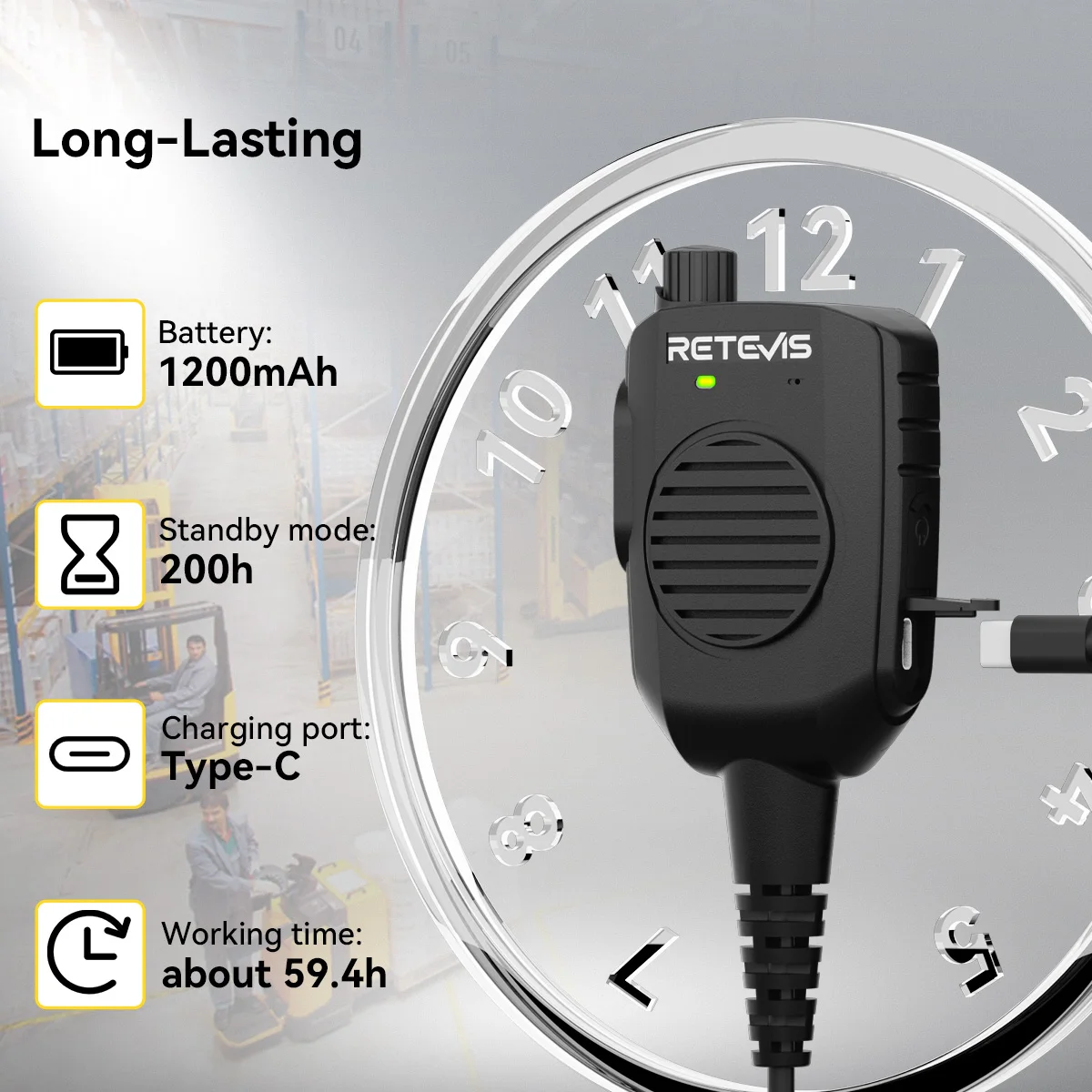Retevis HK011 Funklautsprecher-Mikrofon 2-Pin AI Geräuschunterdrückendes Mikrofon Walkie-Talkie GP328plus Anschluss für HD1/HA2/H777/RT3S/RA89 – Detail 8