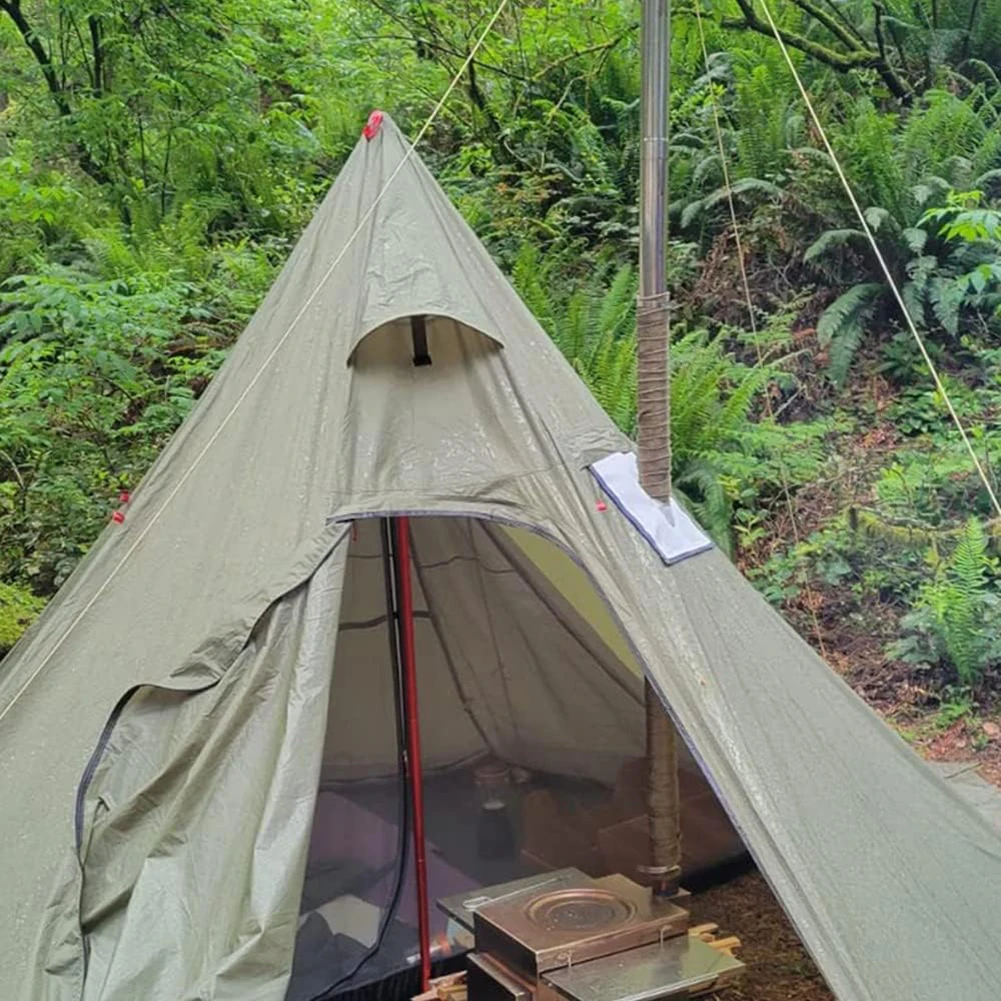 Stove Pipe Wrap Camping Tent Stove Chimney Fireproof Ribbon Adjustable with 2 Clamps Fireproof Pipe Wrap Thermal Insulation