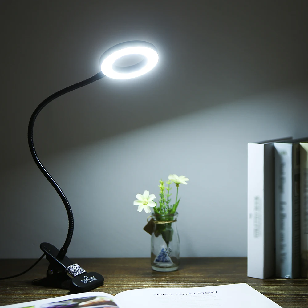 Tomshine USB Clip-on Table Light with 3 Color Modes 10 Brightness Dimmable 18 LEDs Reading Lights Eye P-rotection Kids Desk Lamp