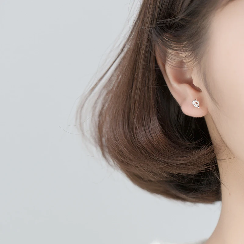 MODIAN Classic Cute Tiny Knot Stud Earring for Women 925 Sterling Silver 3 Color Geometric Ear Studs Fine Jewelry Girl Gift