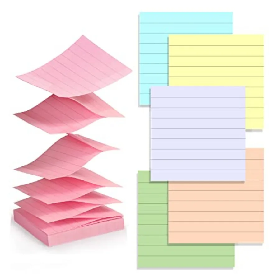 

Pop Up Sticky Notes Lined 3x3 inch Easy to Post Sticky Notes with Lines 600 Sheet Pink Purple Blue Yellow Green Orange Color Of
