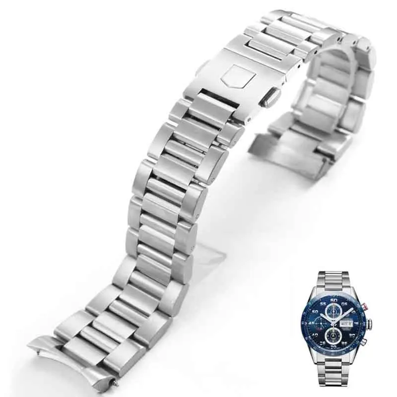 

Твердый браслет из нержавеющей стали для часов Tag Heuer Calera Series, аксессуары для часов, ремешок, стальной, серебристый, мужские ремешки для часов 22 мм