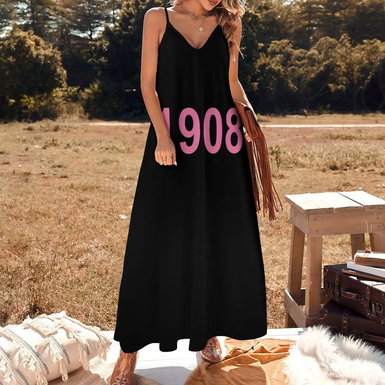 1908 AKA Pretty Girls Ivy Pearls Pink Green Phirst Pham Sleeveless Dress long dress women summer Female clothing Womens dresses