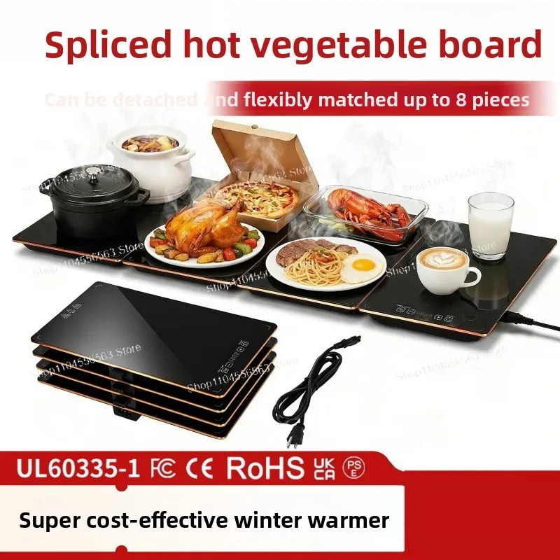 Electric Heating Plate Modular Assembly, Glass Food Warmer with Temperature Control for Buffet & Self-Service Food Display