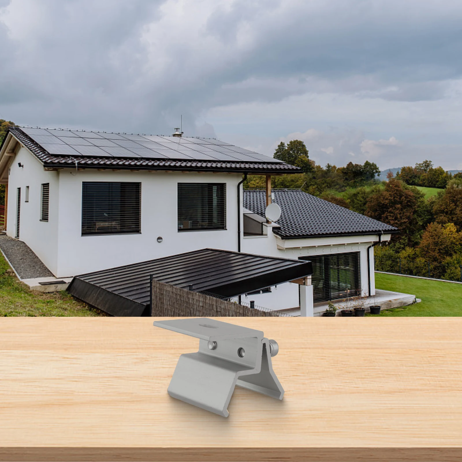 Set of 14 Aluminium Standing Seam Clamps for Solar Panel Roof Mounting with Stainless Steel Screws and Washers