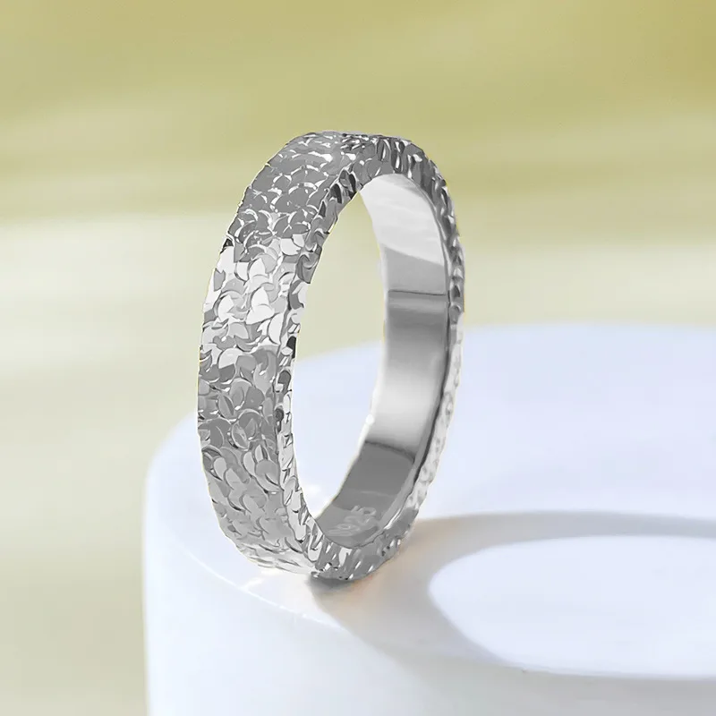 S925 all body pure silver hot selling broken ice ring, niche design for couples, jewelry inlaid with zircon for fashion