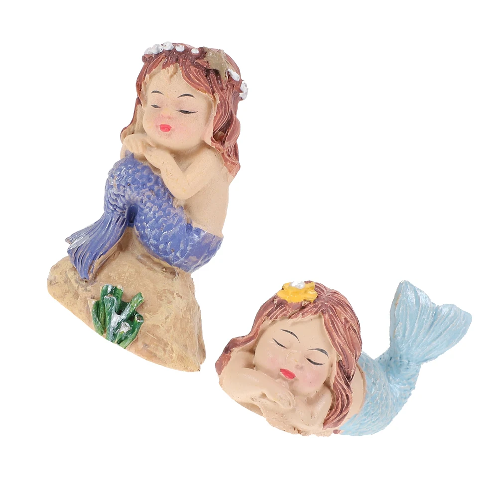 

2Pcs Aquarium Landscaping Ornament Resin Mermaid Decor for Fish Tank Decoration Vivarium Craft Home Aquarium Supply