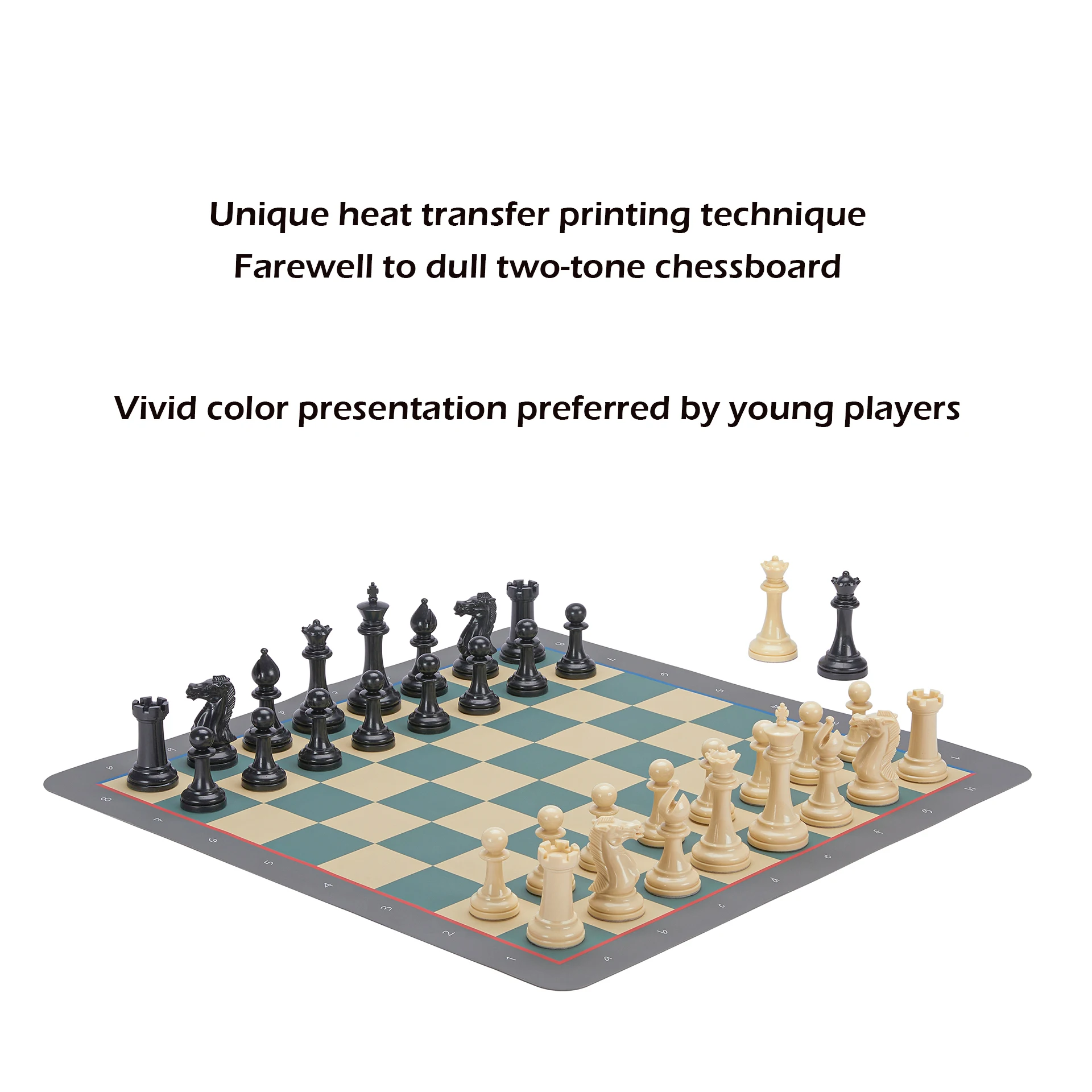 CHESSSHOP Tournament Chess Set 18\'\' Foldable Silicone Chess Board / 3.5\'\' King Height Plastic Double Weighted Classic Staunton