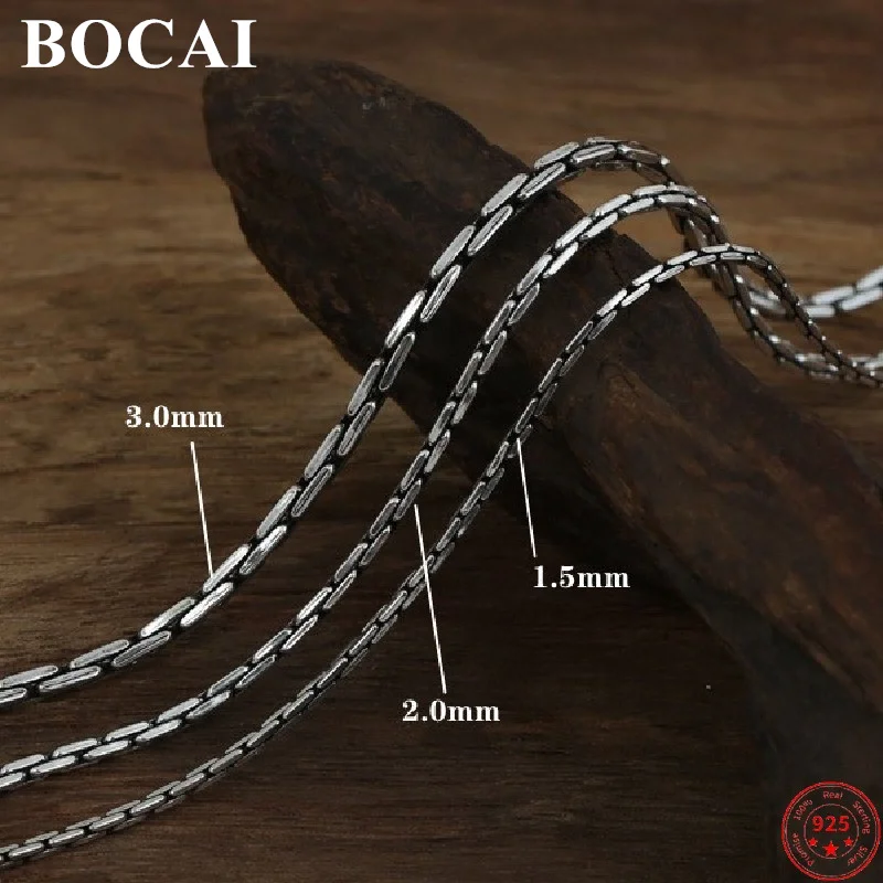 

BOCAI S925 Sterling Silver Necklace Retro Men's Snake Bone Couple Clavicle Chain Personality Fashion Pure Argentum Jewelry